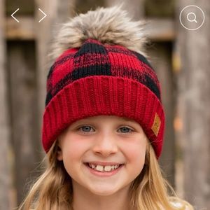 Panache Kids Red & Black Buffalo Plaid Knit Hat